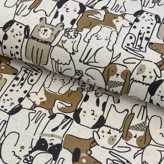 Țesătură decorativă Linenlook Dogs natural