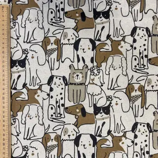 Țesătură decorativă Linenlook Dogs natural