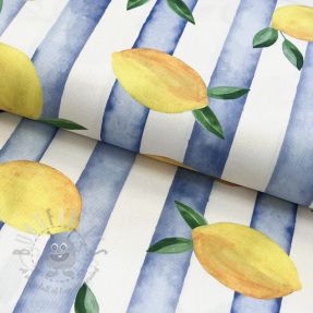 Țesătură decorativă Lemons blue digital print