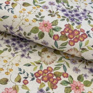 Țesătură decorativă Linenlook Flowers meadow digital print