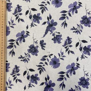 Țesătură decorativă Linenlook Night flowers digital print