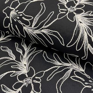 Țesătură din bumbac EMBROIDERY GABARDINE Luana black