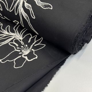 Țesătură din bumbac EMBROIDERY GABARDINE Luana black