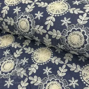 Țesătură din bumbac JEANS EMBROIDERY Niva design B