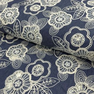 Țesătură din bumbac JEANS EMBROIDERY Niva design A