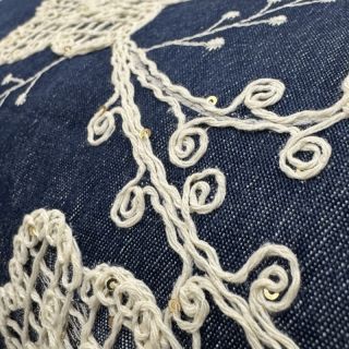 Țesătură din bumbac JEANS EMBROIDERY Flora design C