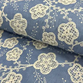 Țesătură din bumbac JEANS EMBROIDERY Flora design D