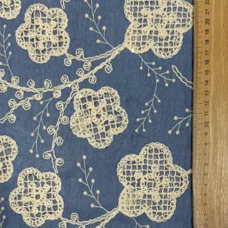 Țesătură din bumbac JEANS EMBROIDERY Flora design D