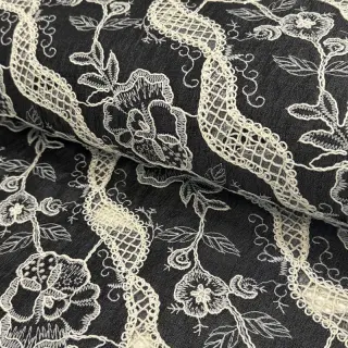 Țesătură din bumbac JEANS EMBROIDERY Flora design E