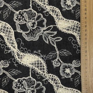 Țesătură din bumbac JEANS EMBROIDERY Flora design E