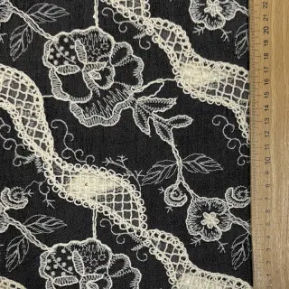 Țesătură din bumbac JEANS EMBROIDERY Flora design E