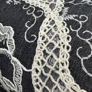 Țesătură din bumbac JEANS EMBROIDERY Flora design E