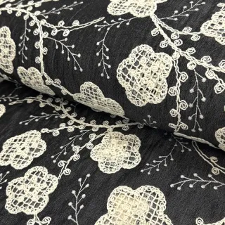 Țesătură din bumbac JEANS EMBROIDERY Flora design F