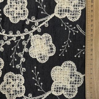 Țesătură din bumbac JEANS EMBROIDERY Flora design F