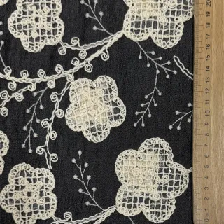 Țesătură din bumbac JEANS EMBROIDERY Flora design F